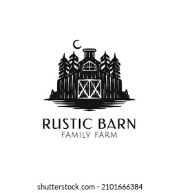 Hand drawn rustic barn illustration