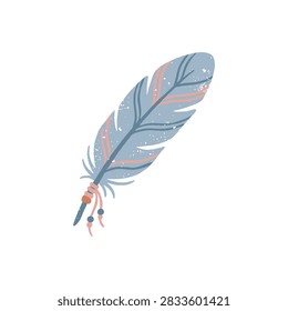 Hand Drawn Rustic Boho Feather With Beads Illustration
