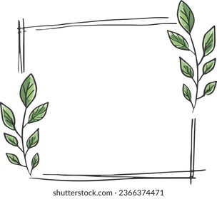 hand drawn rustic floral frame. set of vector graphic frames. floral heart shape frame