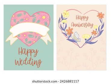 Handgezeichneter rustikaler Blumenrahmen. Lorbeerherz für Valentinstag Postkarte. Naturgestaltungselement. Vintage Ornament Vektor-Illustration isoliert auf weißem Hintergrund.