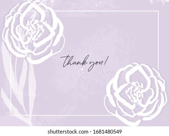 Hand drawn rustic florals on violet  background for social media, advertising, banner, invitation card, wedding, fashion header