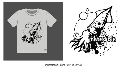 Hand Drawn Rustic Squid for print t shirt, vector or illustration graphic design style