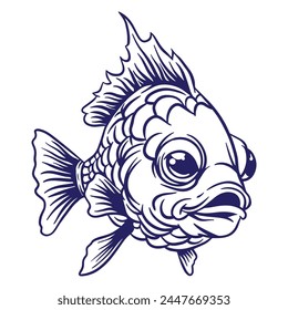hand drawn ryukin goldfish illustration 