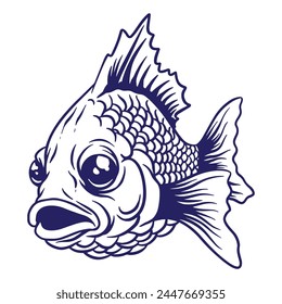hand drawn ryukin goldfish illustration 