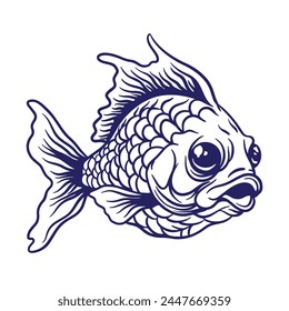 hand drawn ryukin goldfish illustration 