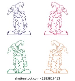Ilustración del vector de payasos tristes dibujado a mano

