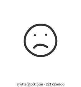 Hand drawn sad face vector icon. Sad face flat sign design. Smiley linear symbol pictogram