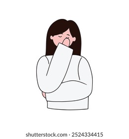 mão desenhada Mulher triste personagens frustrados. estoque elemento