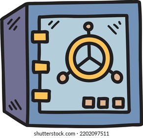 Ilustración de la caja de seguridad dibujada a mano aislada en el fondo