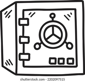 Hand Drawn safe box illustration isolated on background