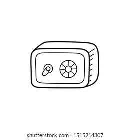 Hand drawn safe isolated on a white. Vector illustration.