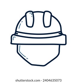 Ilustración de la línea de doodle del casco de seguridad dibujada a mano. Vector de icono de doodle de casco de seguridad.