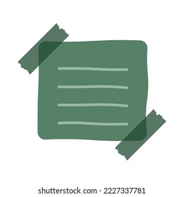 Hand Drawn Sage Green Pastel Color Note icon to do list document symbol, sticker for school elements decoration vector illustration isolated on white background