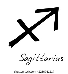 Hand drawn sagittarius zodiac sign Esoteric symbol doodle Astrology clipart Element for design