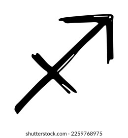 Hand drawn sagittarius zodiac sign Esoteric symbol doodle Astrology clipart Element for design