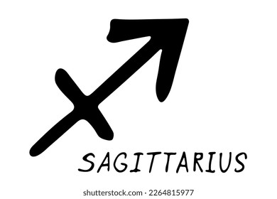 Hand drawn sagittarius zodiac sign Esoteric symbol doodle Astrology clipart Element for design