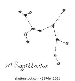 Hand drawn sagittarius zodiac sign Esoteric symbol doodle Astrology clipart Element for design