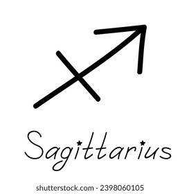 Hand drawn sagittarius zodiac sign Esoteric symbol doodle Astrology clipart Element for design