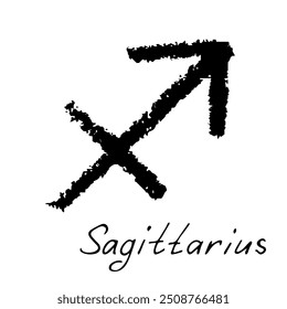 Hand drawn sagittarius zodiac sign Esoteric symbol doodle Astrology clipart Element for design