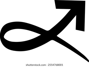 Hand drawn sagittarius zodiac sign merging with an infinity symbol, representing the eternal nature of astrological influences and the cyclical patterns of life