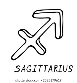 Hand drawn sagittarius zodiac sign Esoteric symbol doodle Astrology clipart Element for design