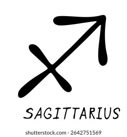Hand drawn sagittarius zodiac sign Esoteric symbol doodle Astrology clipart Element for design