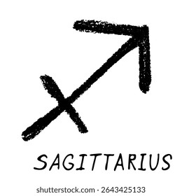 Hand drawn sagittarius zodiac sign Esoteric symbol doodle Astrology clipart Element for design
