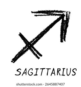 Sinal zodíaco sagitário desenhado à mão Símbolo esotérico doodle Astrologia clipart Elemento para design