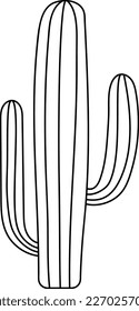 hand drawn saguaro cactus isolated on the white background