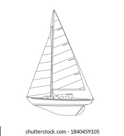 Hand drawn sailboat image - transparent vector