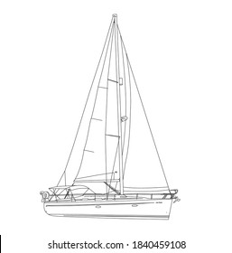 Hand drawn sailboat image - transparent vector