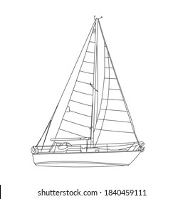 Hand drawn sailboat image - transparent vector