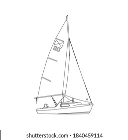 Hand drawn sailboat image - transparent vector