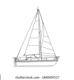 Hand drawn sailboat image - transparent vector