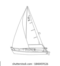 Hand drawn sailboat image - transparent vector