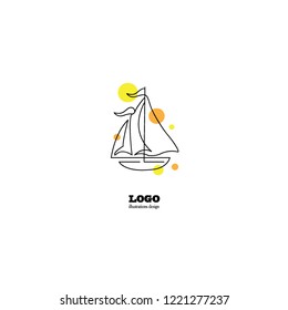 Hand drawn sailboat. Isolated on white background vector