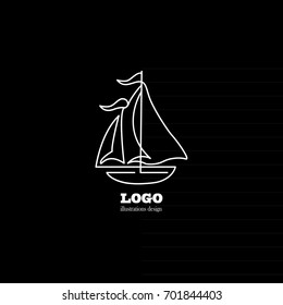 Hand drawn sailboat. Isolated on white background vector
