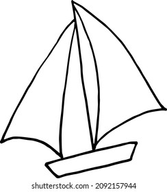 Hand drawn Sailboat vector on a white background
