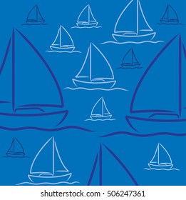 Hand drawn sailing boat pattern in vector format.