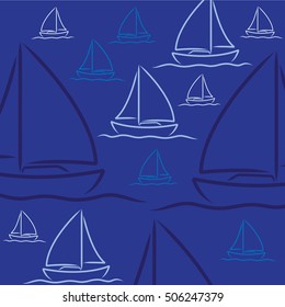 Hand drawn sailing boat pattern in vector format.