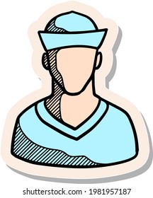 Handgezeichnete Seemann-Symbol auf Aufkleber, Vektorgrafik