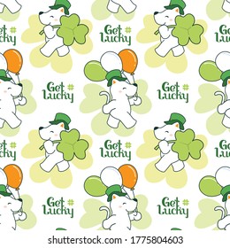 Hand drawn saint patrick's dog seamless pattern