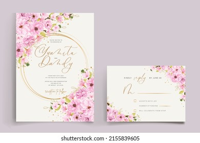 hand drawn sakura floral wreath background design