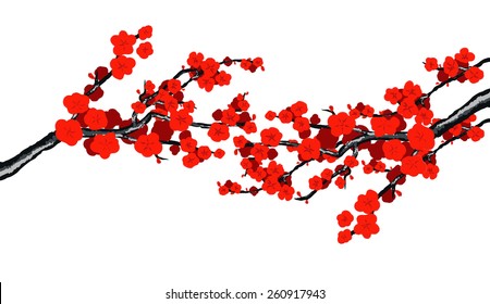 Hand drawn sakura on a light background