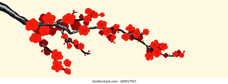 Hand drawn sakura on a light background