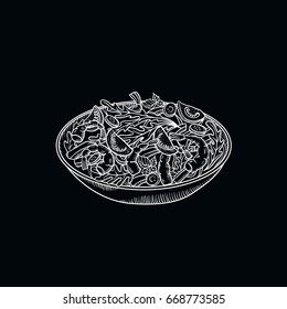 hand drawn  salad.  Sketch Style