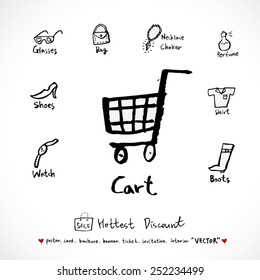 Hand drawn Sale poster /  vector - illustration