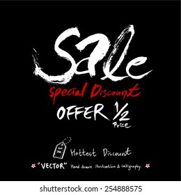 Hand drawn Sale poster /  vector - calligraphy