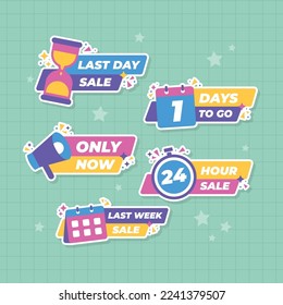 Hand drawn sale promotion label sticker with icon set collection vector design