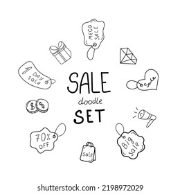 Hand drawn sale set. Isolated on white background